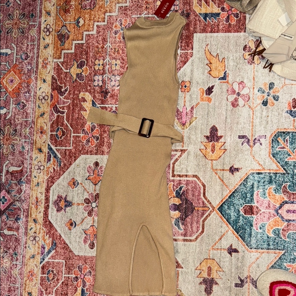 G by Guess Tan Ribbed Dress
